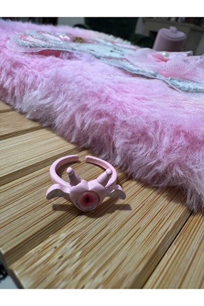 Herşey Nota Cute Pink Monster Figured Children's Ring – Cartoon Style Resin F...
