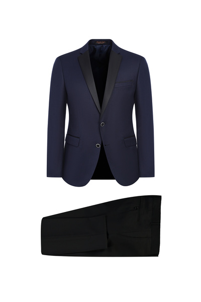 Abdullah Kiğılı 7 Drop Slim Fit Dar Kesim Mono Yaka Yünlü Smokin & Damatlık