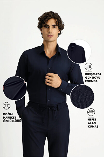 Kiğılı Techno-Line Long Sleeve Slim Fit Classic Lycra Shirt