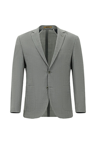 Abdullah Kiğılı 7 Drop Super Slim Fit Extra Slim Fit Wool Striped Sports Jacket