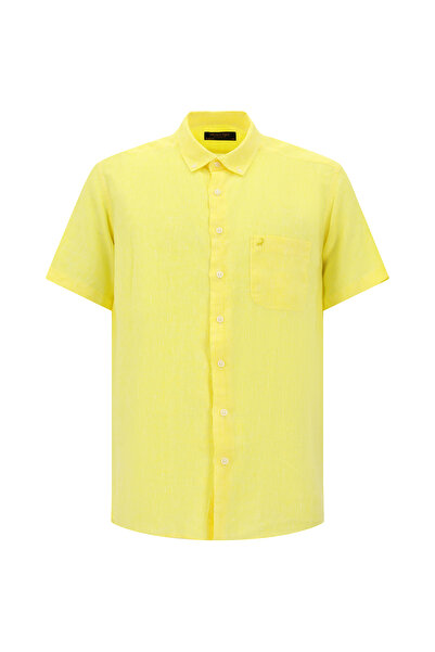 Abdullah Kiğılı Short Sleeve Regular Fit Button Collar Linen Shirt