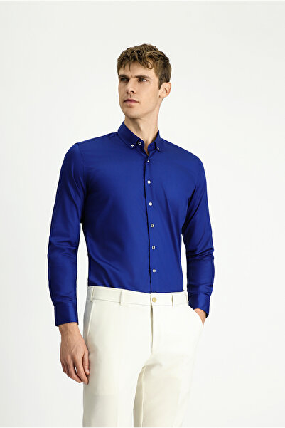 Kiğılı Long Sleeve Slim Fit Slim Fit Non Iron Non Iron Cotton Button Collar S...