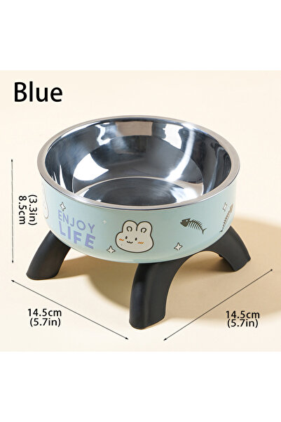 Choice Blue-A Elevated Pet Food Bowl Anti-slip Raised Stainless Steel Cat Foo...
