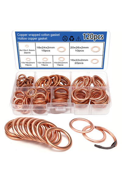 Choice 120pcs 120pcs Copper Gaskets, Sealing Gaskets, Crushed Gaskets, Oil Pa...