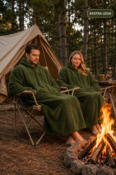 Welsoft Kapüşonlu Giyilebilir TV Battaniyesi – Unisex Oversize - Hakii - (1 Adet)
