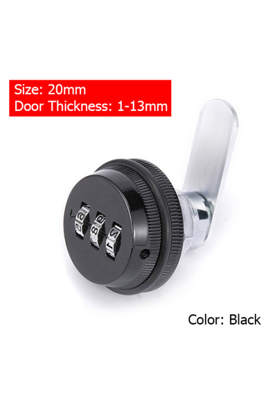 Choice3 Black 20mm KAK Combination Cabinet Lock Black/Silver Zinc Alloy Passw...
