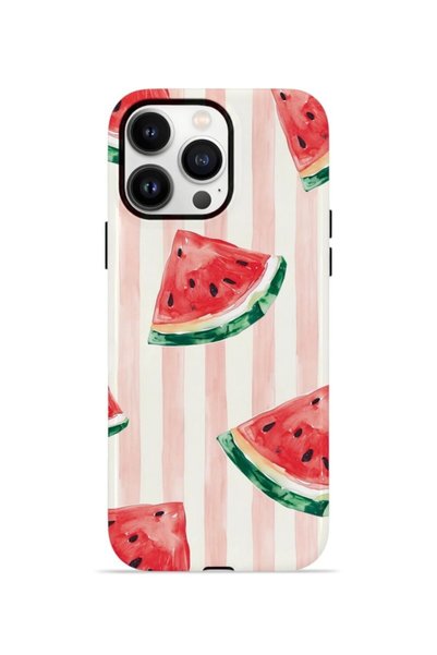 PiyasaSepeti iPhone 14 Pro Vorian Double Layer Case Watermelon Blush Stripe
