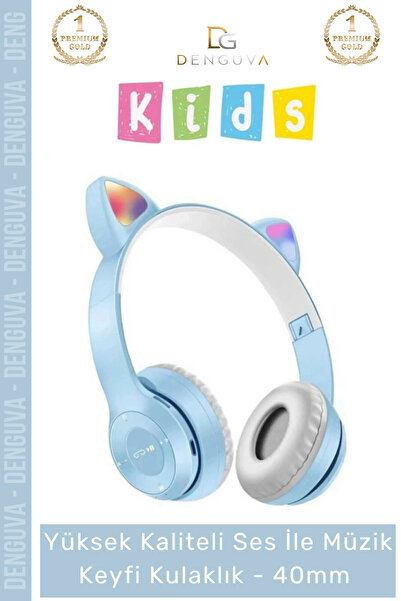 Denguva #Kulaklık Işıklı LED Çocuk Mikrofonlu Kulaküstü Stereo Şarjlı Pembe R...