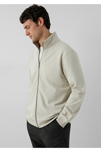 Mavi Fermuarlı Bej Sweatshirt 0S10653-70144