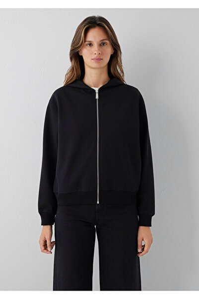 Mavi Kapüşonlu Fermuarlı Siyah Sweatshirt 1S10569-900