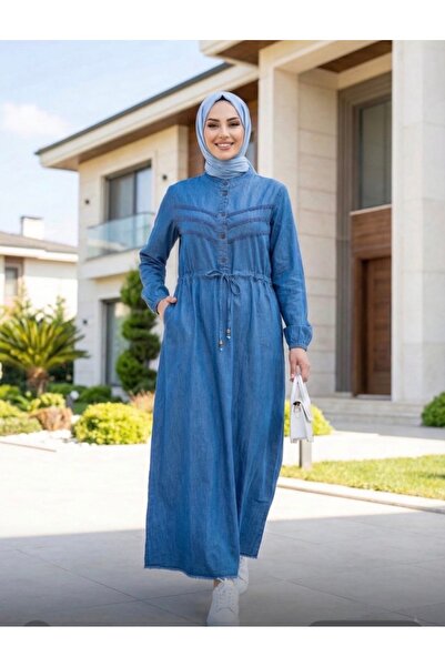 esmaboutique Kadın Fırfır Detaylı Kot Elbise