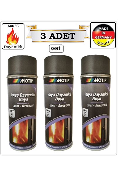 Motip ISIYA DAYANIKLI BOYA (3 ADET GRİ) YANMAZ EGSOZ MANGAL FIRIN BOYASI (600...