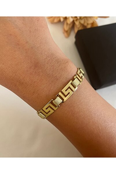 SERAMOR 14 K ALTIN RENKLİ KUYUMCU İŞÇİLİĞİ GREK DESENLİ XUPING BİLEKLİK