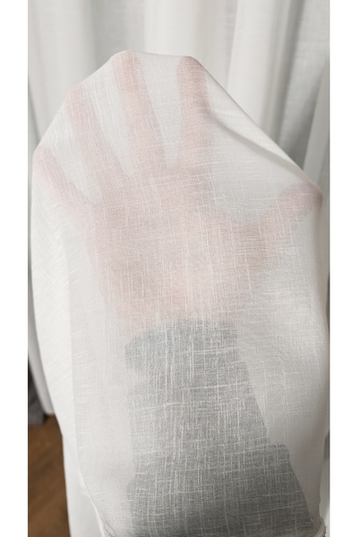 Yuka Linen Folded Natural Tulle Curtain Heavy Weight 1/2 Seyrek Pile Wrinkle-Free No Ironing Needed Living Room Curtain