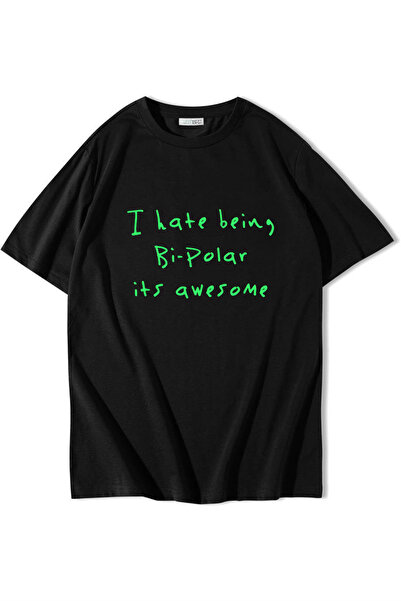 BRZ COLLECTION Tricou Unisex Oversize  "Urăsc să fiu bipolar, e minunat " - K...