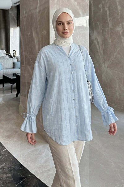 Salih Çelebi Πουκάμισο με ριγέ γιακά Degaje Y0121 - ΒΡΕΦΙΚΟ ΜΠΛΕ