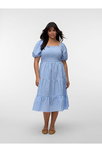 Veromoda Curve Gesmoktes Kleid VMCCARRIE Langes Kleid