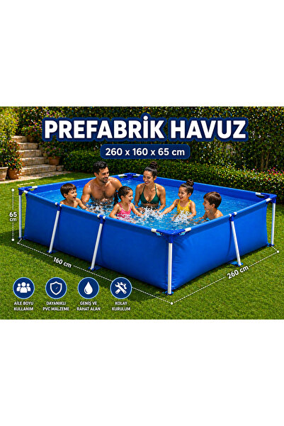 TOTTERİQ Prefabrik Aile Havuzu 260x160x65 cm Büyük Boy Bahçe Havuzu