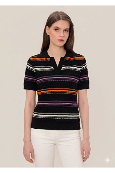 Lal Triko POLO YAKA ÇİZGİLİ MERSERİZE BLUZ 13033