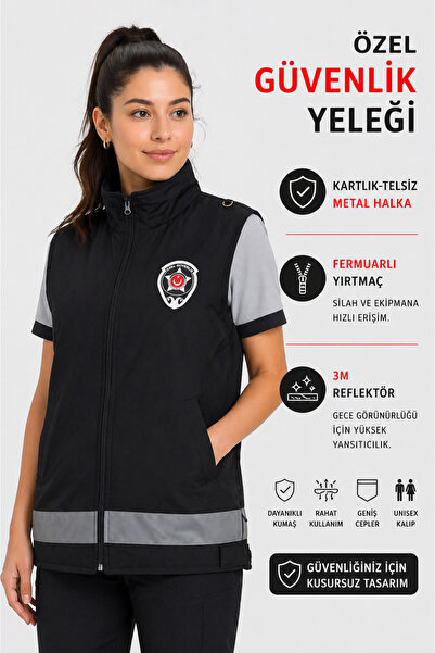 UMAY ÜNİFORMA Kadın Özel Güvenlik Yeleği Reflektörlü Premium Kalite Fermuarlı...