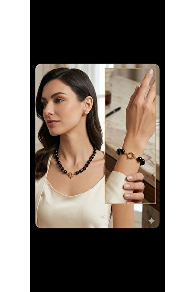 Enna Jewelry kolye siyah inci