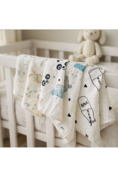 JUNİPERUS %100 Pamuk Müslin Mendil 10’lu Set 25x25 cm Unisex Bebek Ağız Mendili Karışık Desen