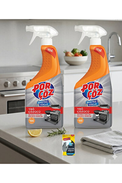 Porçöz Yağ Çözücü Sprey 750ml x2 Adet Koroplast temizlik eldiveni s beden
