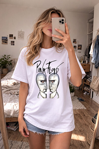 AYDESİGN Μπλουζάκι Pink Floyd με στάμπα και λευκό λαιμόκοψη
