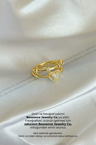 BESSENCE JEWELRY CO. 14K Gold VIP Bambu ve Kalp detaylı Zirkon Taşlı Ayarlana...