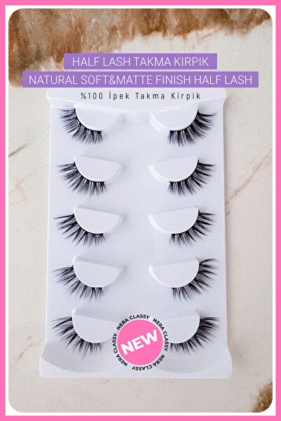 Nera Classy Half Lash, Takma Kirpik - 5'li Set %100 İpek Takma Kirpik, Natura...