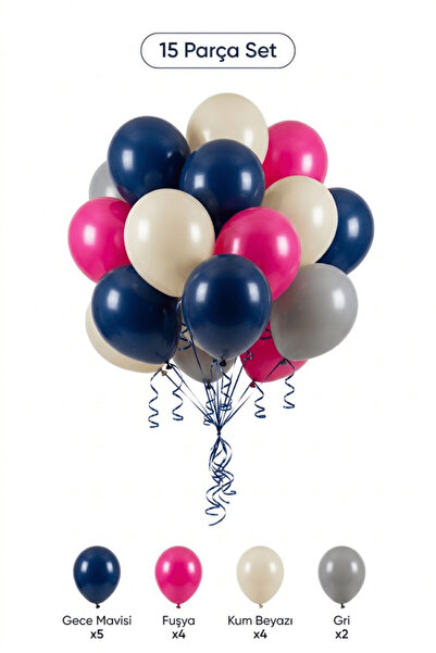 BALOMİS Gray Sand White Balloon Set 15 Pieces Adult Birthday Party Decoration