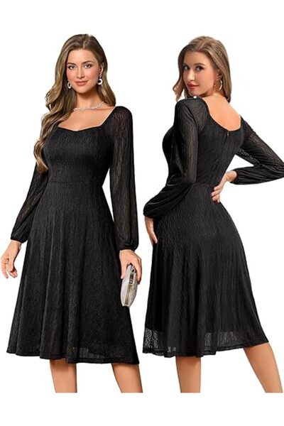 Dotail Bbonlinedress φόρεμα, vintage στυλ, δαντέλα, μαύρο, μέγεθος S, κοπή μί...