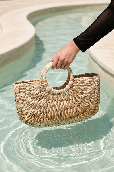 Remsa Mayo Wicker Pattern 41X22 Basket Wicker Bag 1062 Camel