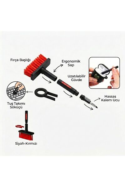 QesQin Klavye Temizleme Seti Tuş Çıkarma Aparatı Kulaklık Temizleme Fırçası Ç...