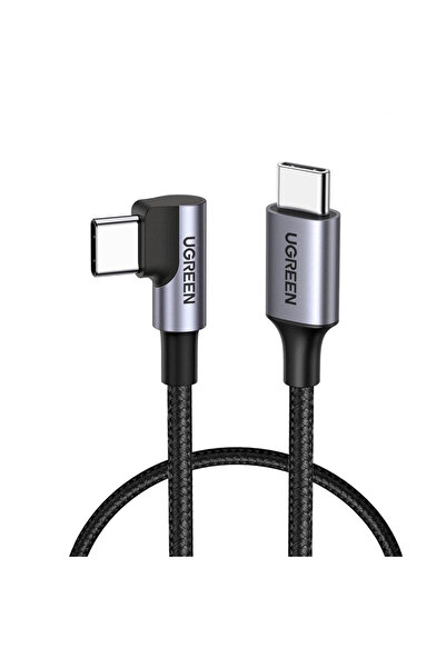 Ugreen Cablu de date US255 (50123) - USB-C la USB-C înclinat, 3A, 60W, 1m, Na...