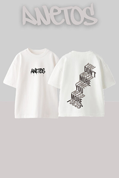 Anetos Βαμβακερό λευκό μπλουζάκι με σχέδιο και εκτύπωση στην πλάτη με εμπνευσ...