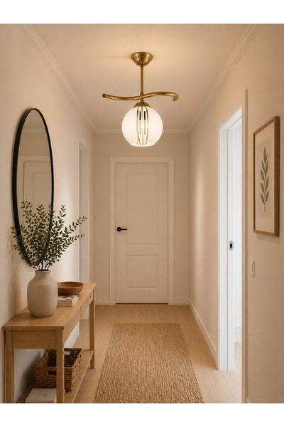 Ömür Avize AYDİLGE kasa beyaz desenli camlı avize