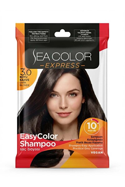 seacolor Sea color express Amonyaksız şampuan saç boyası 30 ml 3.0 numara Koy...