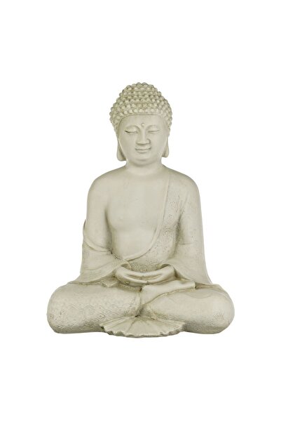 Zâna Casei Κεραμικό ειδώλιο Βούδα με διακόσμηση από έθνικ κεραμικό σε εκρού χ...