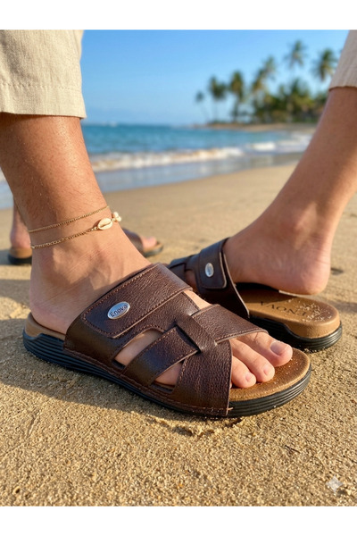 Enova 256 Brown Strappy Comfortable Stylish Inside-Out Men's Slippers