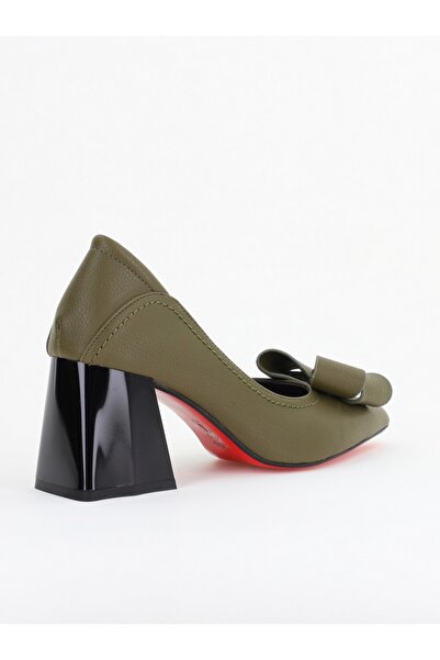 Nicoletta Pantofi Damă cu Toc din Piele Ecologică cu fundiță verde kaki mat (BS2000D2409806)