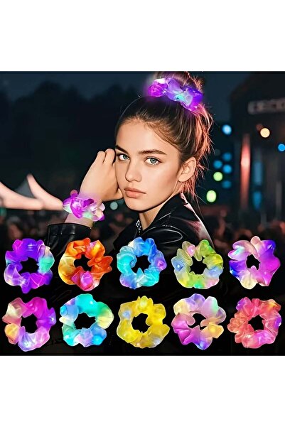 Practika Led Işıklı Saç Tokası Su Yeşili 3 Modlu Lastikli Festival Parti Kull...