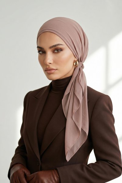 Aisha's Design Connectable Non-Slip Combed Cotton Inner Chiffon Bonnet, B-97, Dark Mink