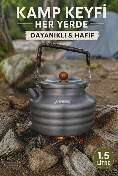 Alıç Orcamp Kamp Çaydanlığı 1.5 Lt Hafif Alüminyum Kamp Lüks Demlik Seti Taşı...