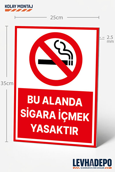 LEVHADEPO (SGR21) Bu Alanda Sigara İçmek Yasaktır Uyarı Levhası 25X35 Dekota