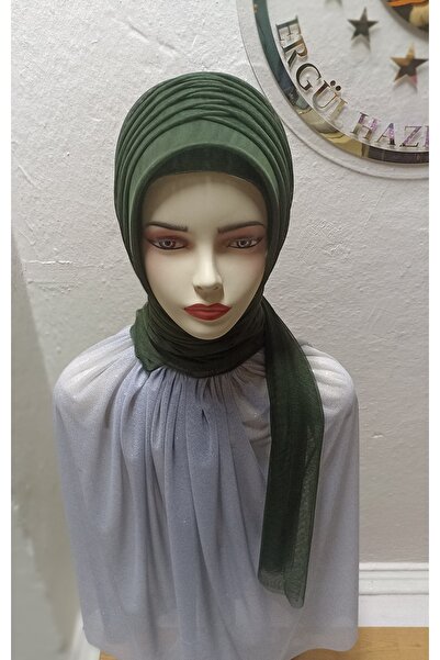 Ergül Duvak عمامة جاهزة موديل واحد باللون الأخضر الحناء من سيمزيز، حجاب جاهز،...