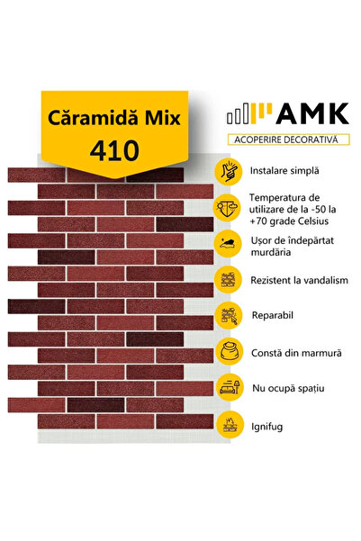 AMK Brik Mix-410 Decorative System – Natural Marble on Mesh (9 m²/box).