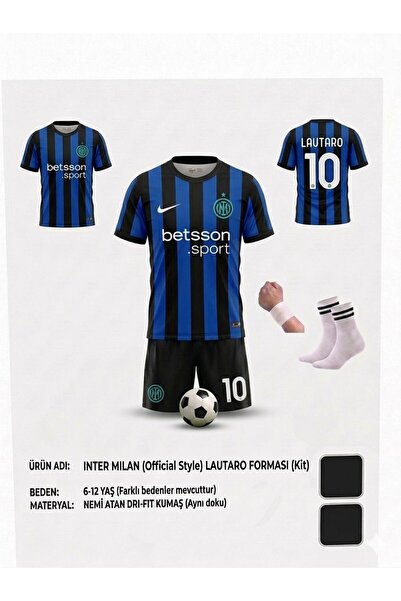 sılateks Inter.Lautaro Martinez 2024/25 Yeni Sezon Çocuk Forma Takımı 4 Parça