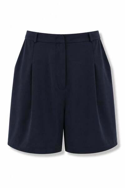 5in1Canpolat Ύφασμα σορτς σε μπλε ναυτικό χρώμα με ψηλή μέση 010873