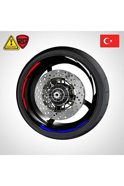 Redline Grafik Universal Fransa Mavi Beyaz Kırmızı Jant Şerit